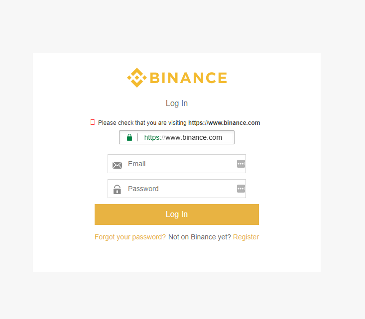 Binance fake login