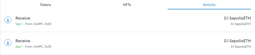 MetaMask activity showing poisoned transaction