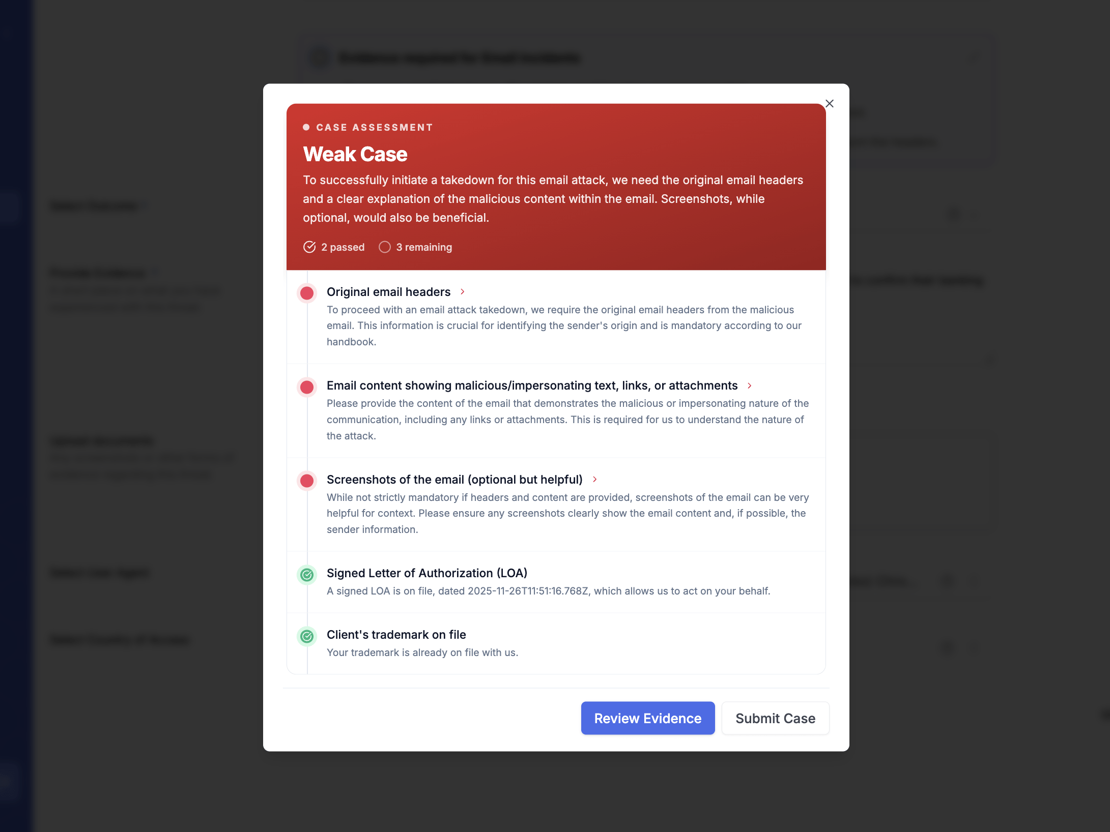 Strong Case Assessment