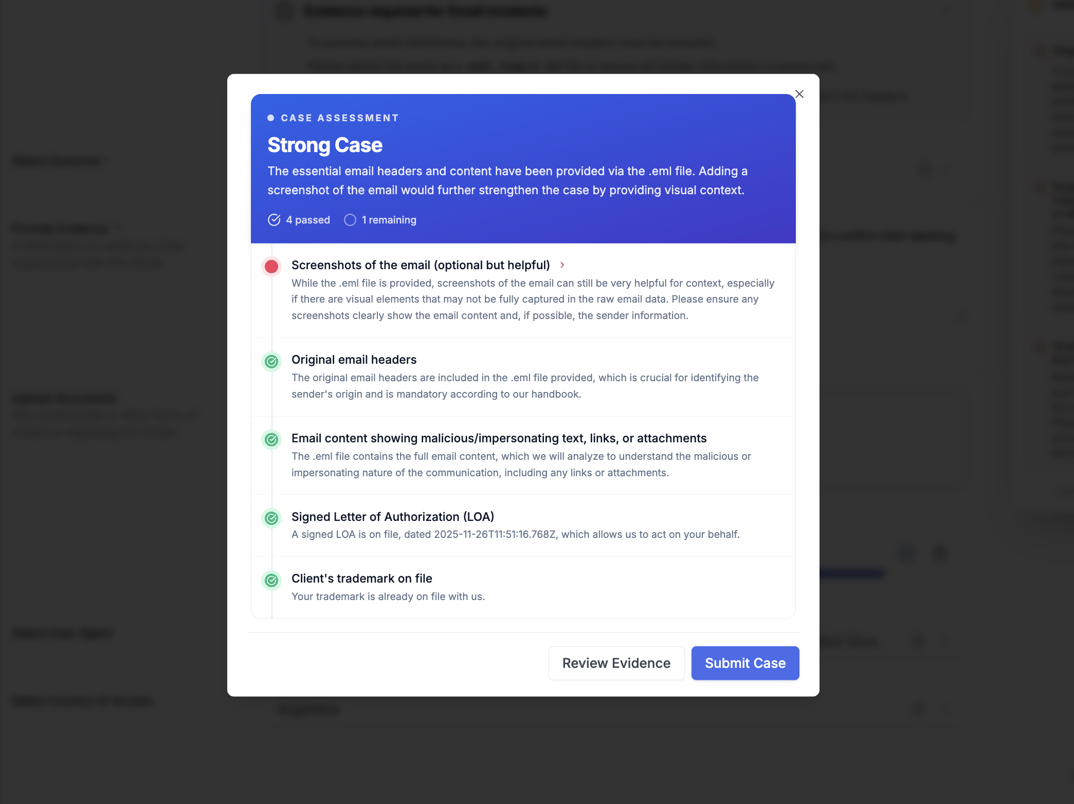 Weak Case Assessment